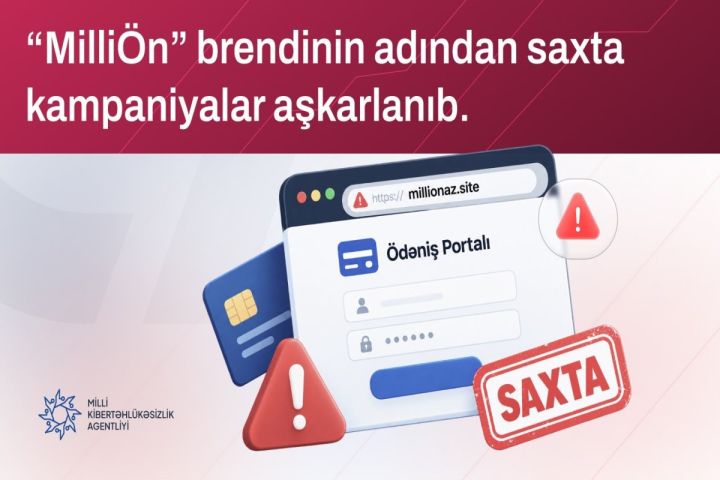 “MilliÖn”ün adından istifadə edilməklə həyata keçirilən fişinq kampaniyası aşkarlanıb