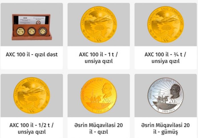 Yubiley və xatirə pul nişanlarının qiymətləri gündəlik açıqlanacaq