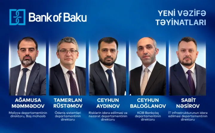 Bank of Baku-nun 5 əsas departamentinə direktorlar təyin olunub - ADLARI