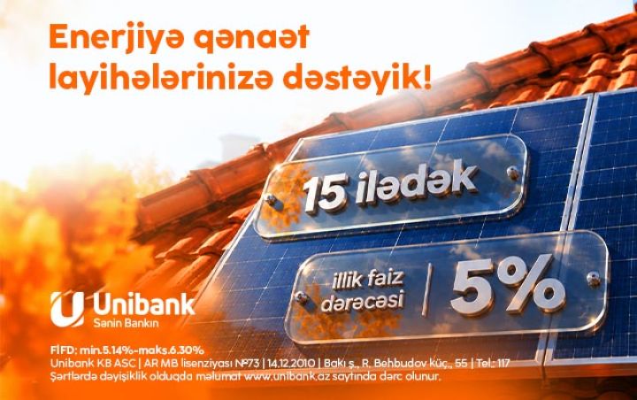 Enerji xərclərini azaltmaq üçün 5%-lik kredit ®